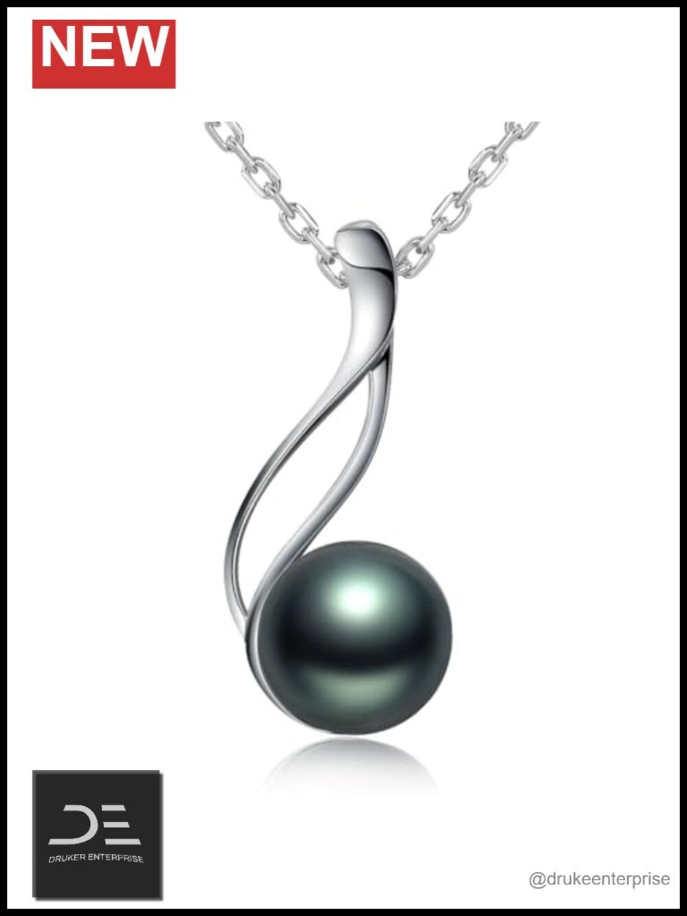 Genuine Tahitian Pearl Pendant Necklace 925 Sterling Silver 18K Gold Plated